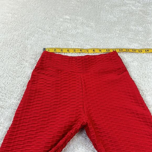 Unbranded red hi rise butt lifting scrunch booty leggings, size med - Picture 7 of 8